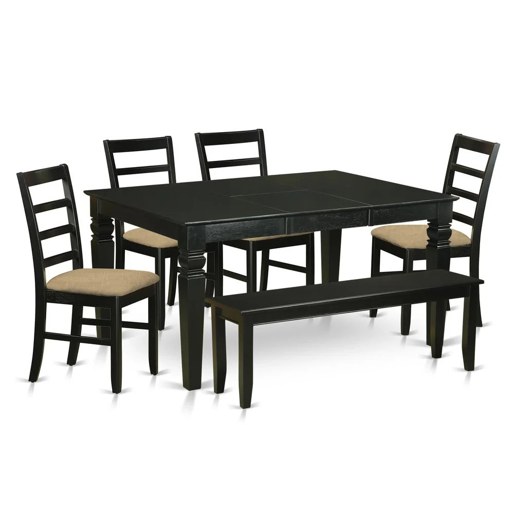 WEPF6D-BLK-C 6-Pc Kitchen nook Dining set - Small Kitchen Table and 4 Kitchen Chairs with Bench | Shop Simon