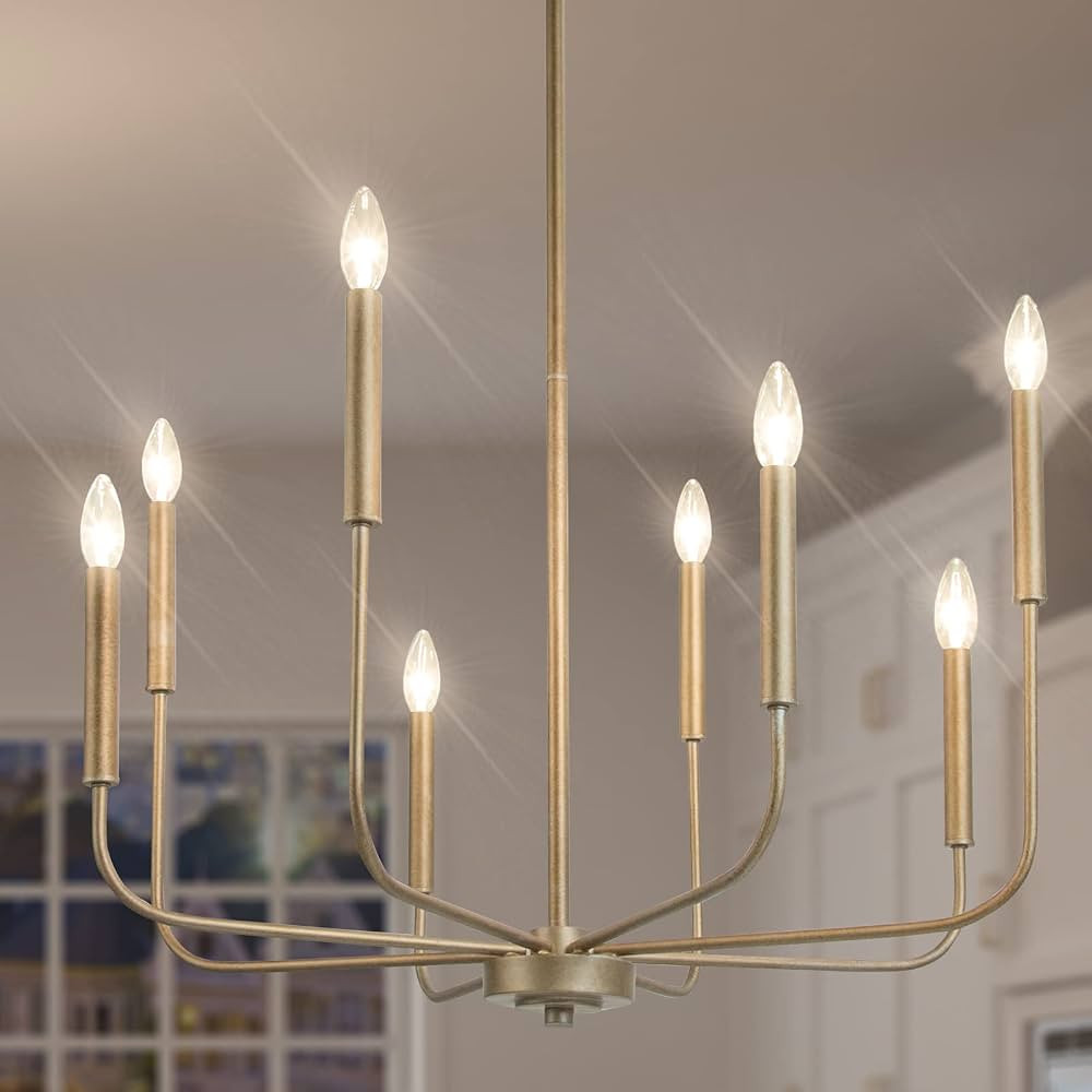 KSANA Modern Antique Gold Chandeliers for Dining Room, 8 Lights Lighting Fixture with Aged Gold F... | Amazon (US)