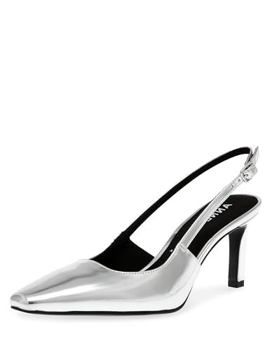 Anne Klein Women's Rosel Slingback Kitten Heel, Silver, 9.5 M | Amazon (US)