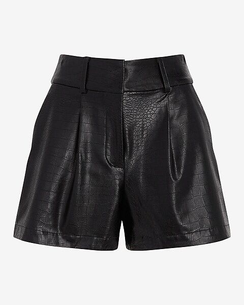 Super High Waisted Croc Faux Leather Shorts | Express