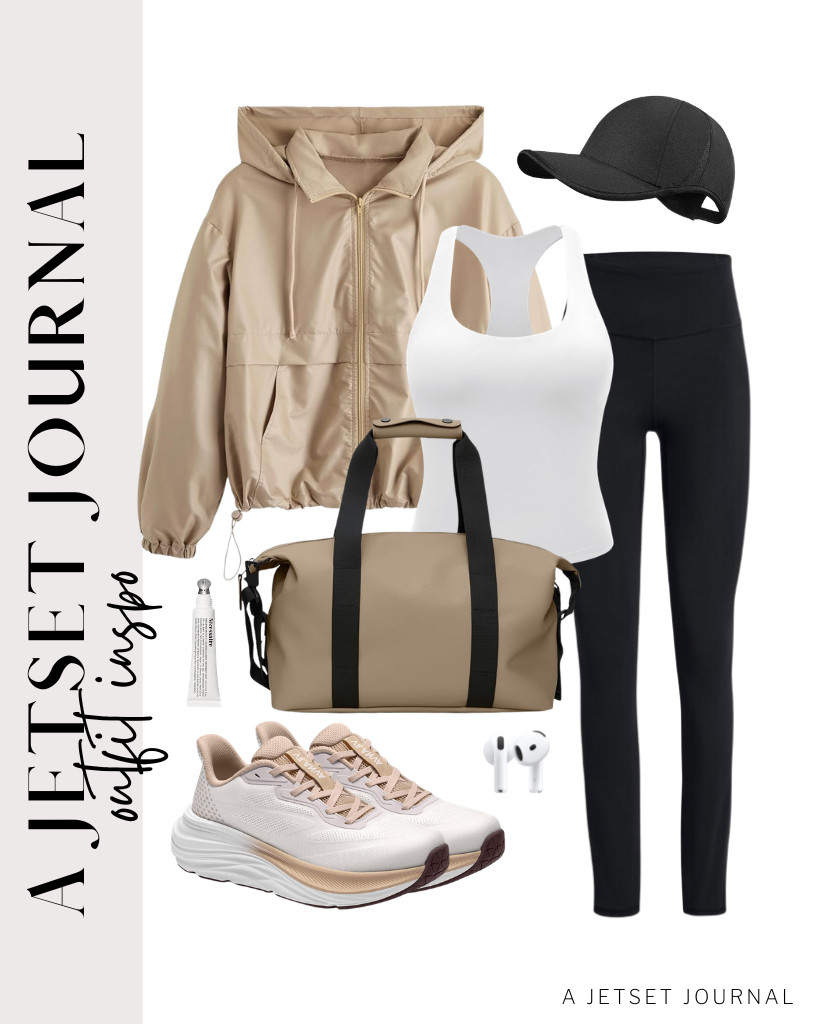 You’ll love this combo of YEOREO racerback tank top and SINOPHANT leggings! You can wear a khaki windbreaker jacket from Verdusa on top of this fit and carry an AINS Hilo weekend bag. For your footwear, wear Vilanva walking shoes. Don’t forget your Apple AirPods! 

 #LTKSeasonal #LTKSaleAlert #LTKTravel