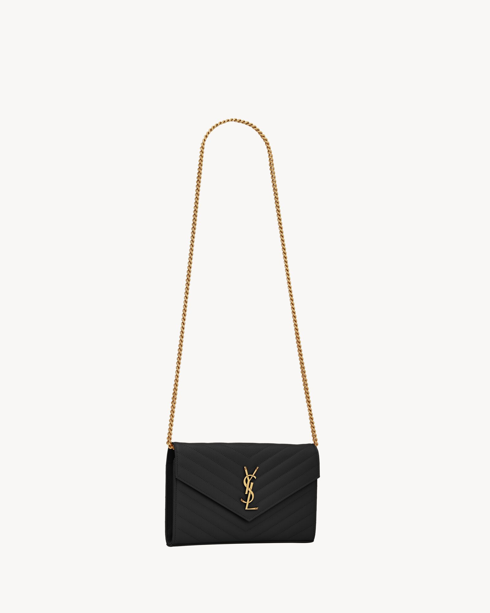 cassandre matelassé chain wallet in grain de poudre embossed leather | Saint Laurent Inc. (Global)
