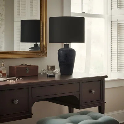 Lighting, Table Lamp, 24"h, Black Ceramic, Black Shade, Contemporary | Wayfair North America