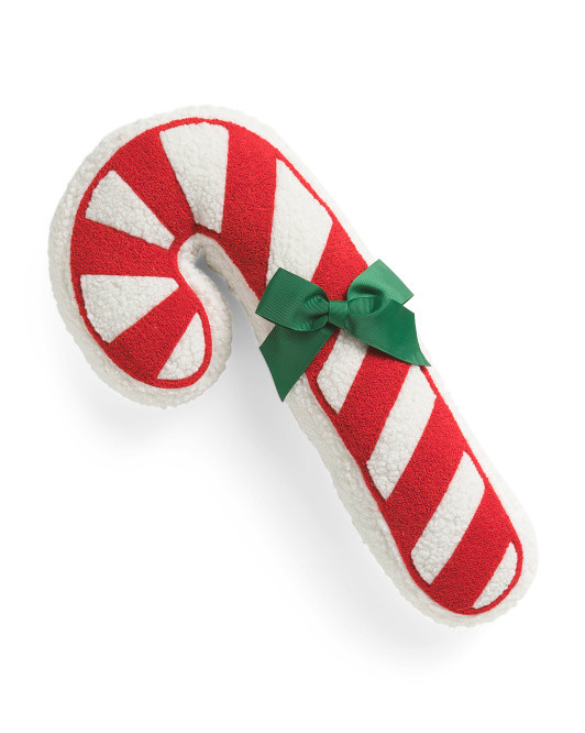 9x18 Shaped Sherpa Candy Cane Pillow | TJ Maxx