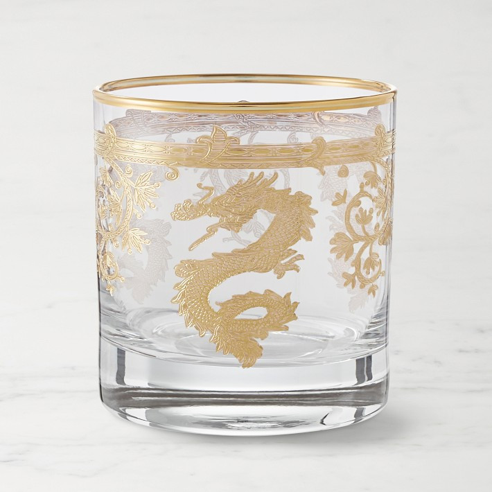 Gold Dragon Double Old-Fashioned Glasses | Williams-Sonoma
