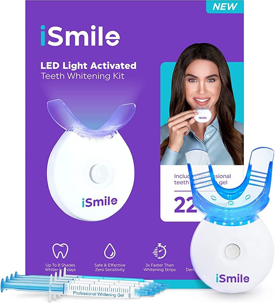 iSmile Teeth Whitening Kit - LED Light, 35% Carbamide Peroxide, (3) 3ml Gel Syringes, (1) Reminer... | Amazon (US)