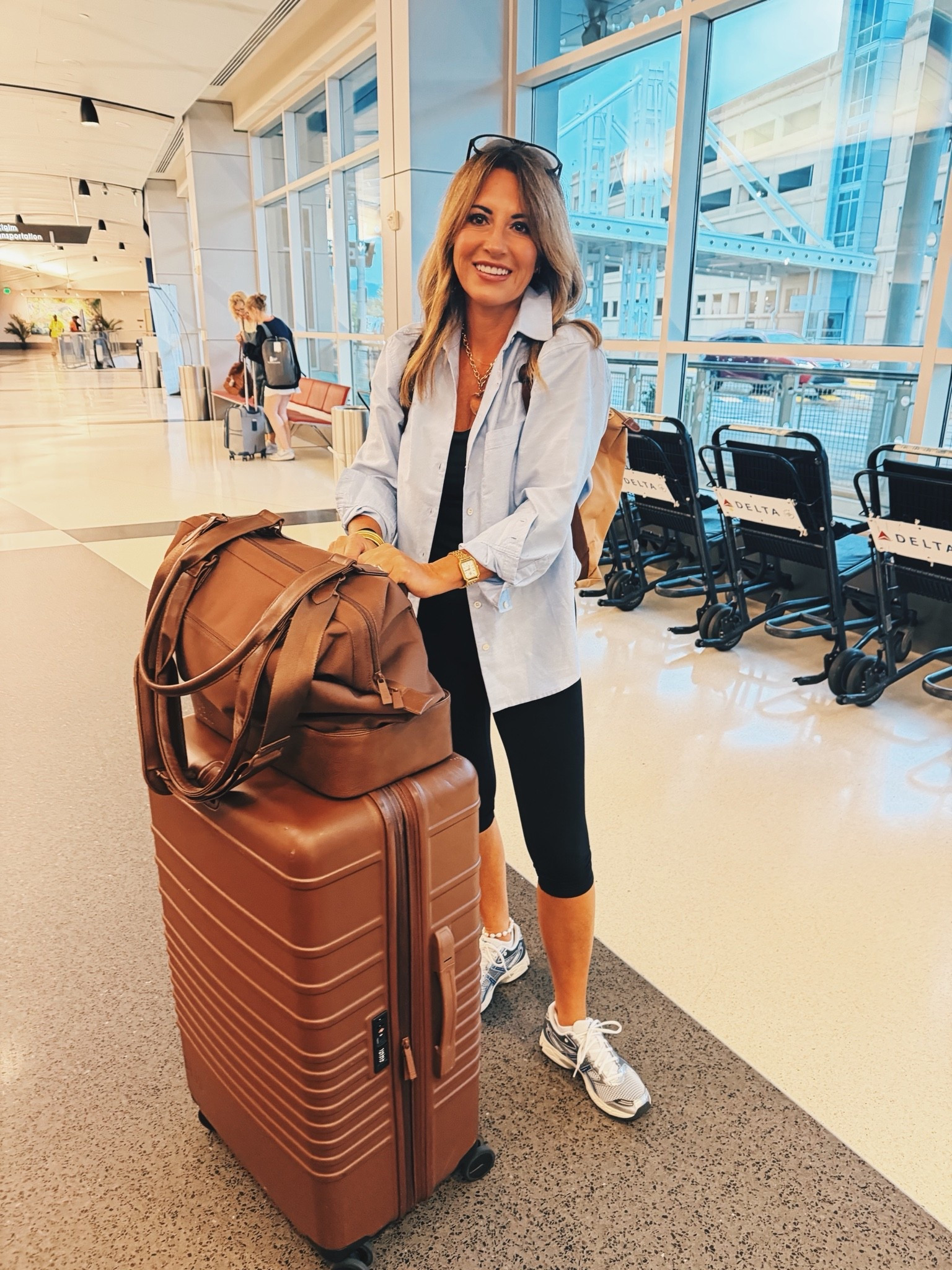Travel Outfit ✈️
Wearing size small in everything! 

Luggage | Travel Outfit | Comfy Outfit | Casual Outfit | Capri Leggings

#LTKootd #LTKmomlife #LTKTravel
