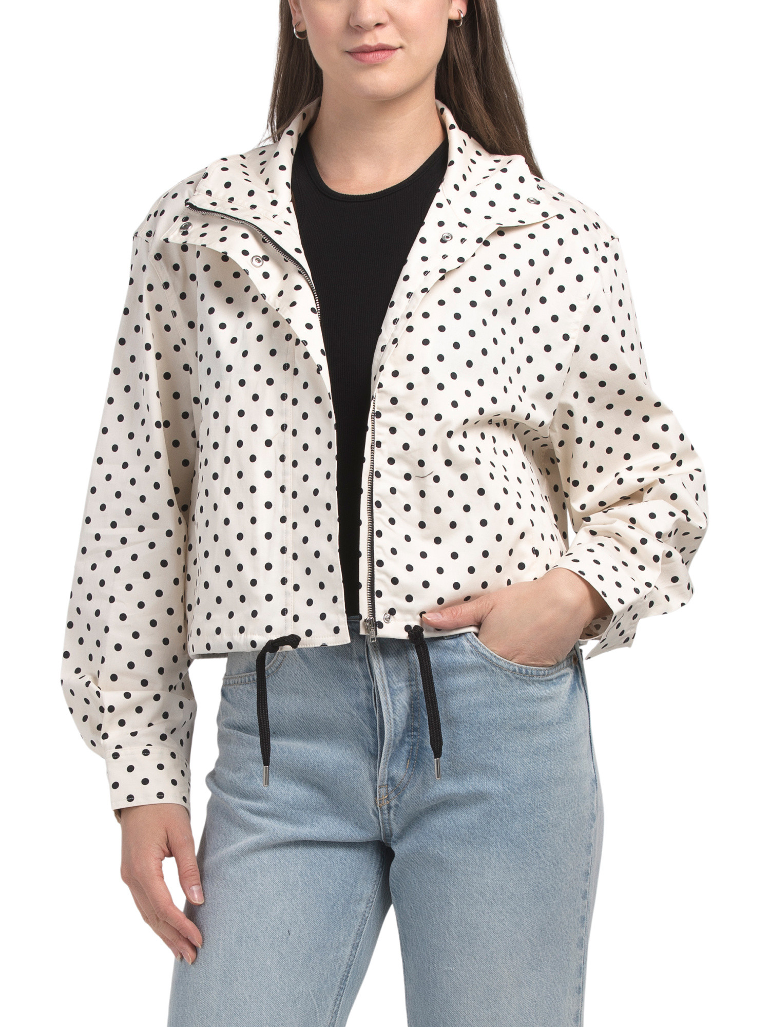 Mock Neck Long Sleeve Jacket With Drawstring Hem | TJ Maxx