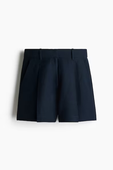 H & M - Linen-blend shorts - Blue | H&M (UK, MY, IN, SG, PH, TW, HK)