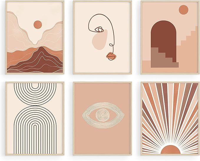 Haus and Hues Boho Prints for Wall Decor - Set of 6 Boho Posters and Boho Art Prints Mid Century ... | Amazon (US)