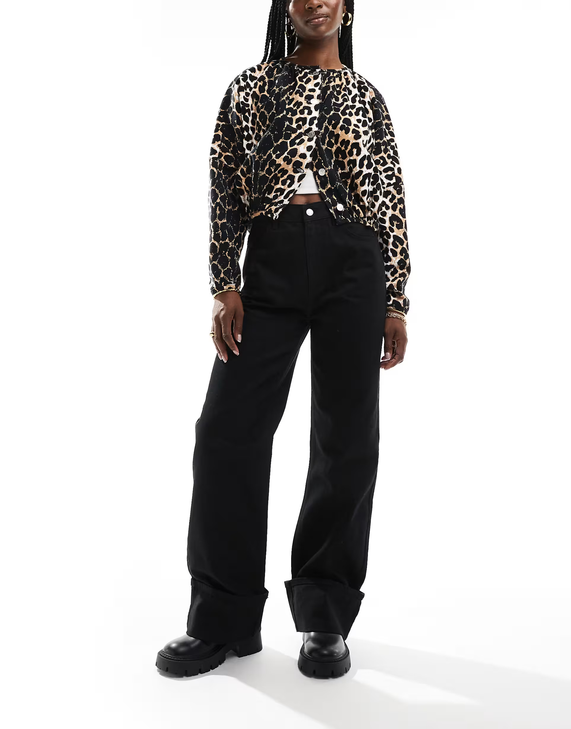 ASOS DESIGN turn up jeans in black | ASOS (Global)