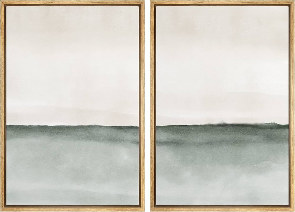 MUDECOR Framed Canvas Print Wall Art Set Grunge Industrial Pastel Gray Watercolor Horizon Abstrac... | Amazon (US)