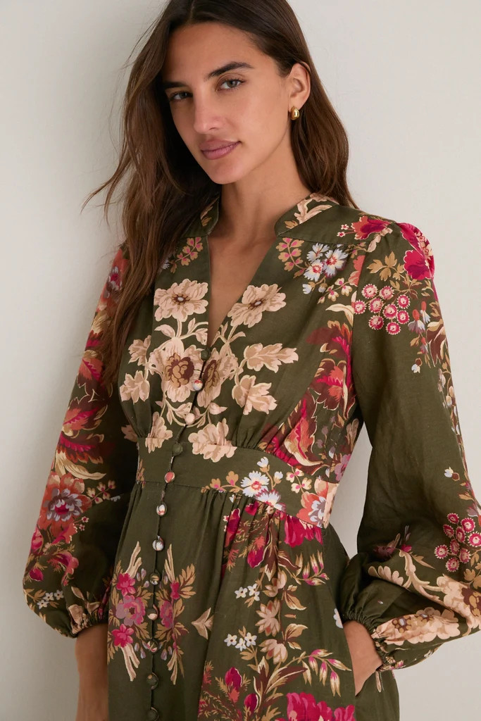 Olive Ornate Floral Serena Dress | Tuckernuck (US)