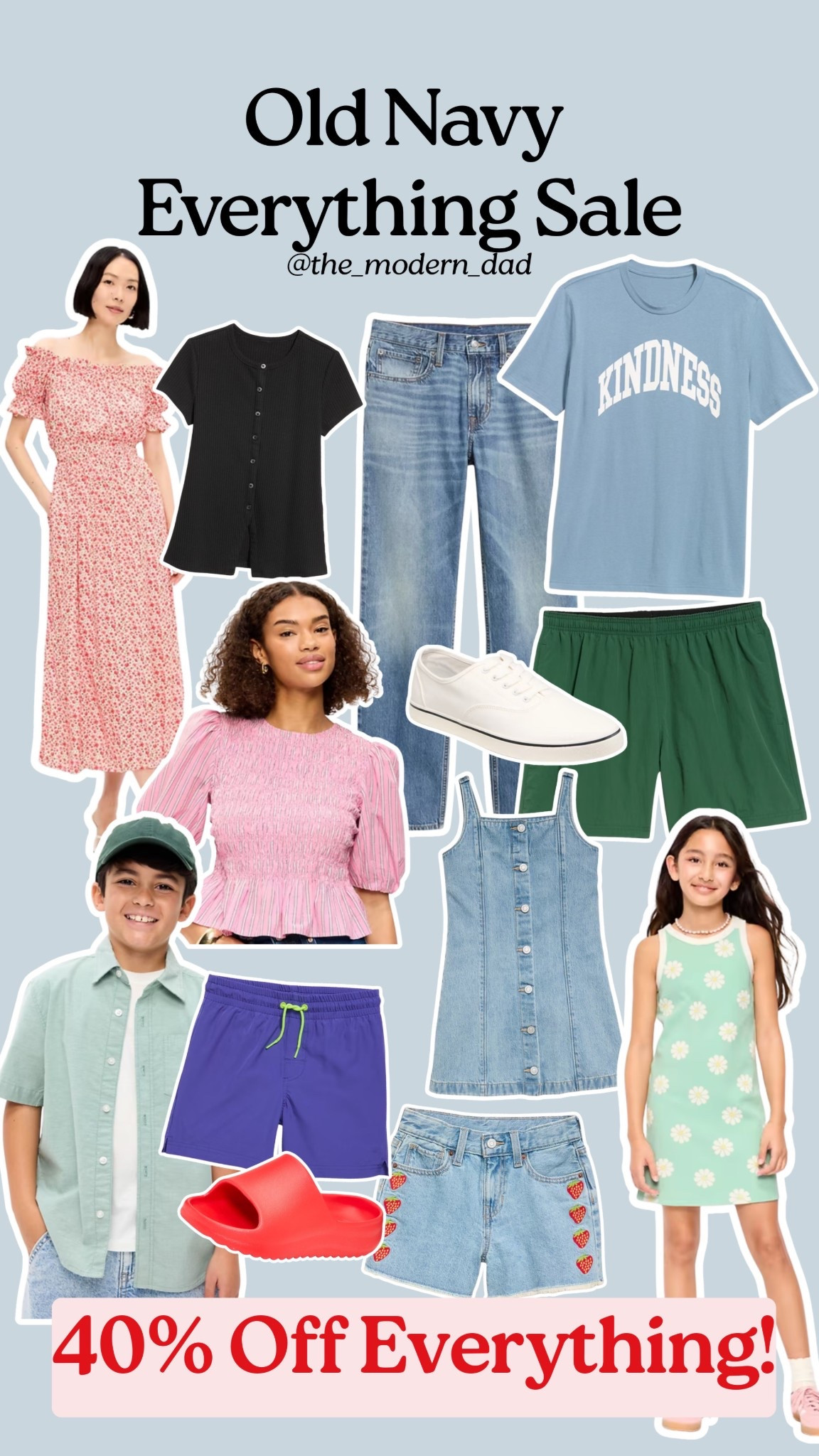 Last day to get 40% off storewide at Old Navy! Theres something for the whole family! Don’t miss out on this incredible spring sale. 


Women’s apparel, Men’s Apparel, Kids Apparel, shoes, denim, dresses, family fashion 

#LTKMens #LTKKids #LTKSaleAlert