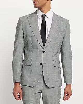 Extra Slim Plaid Wool-Blend Modern Tech Suit Jacket | Express