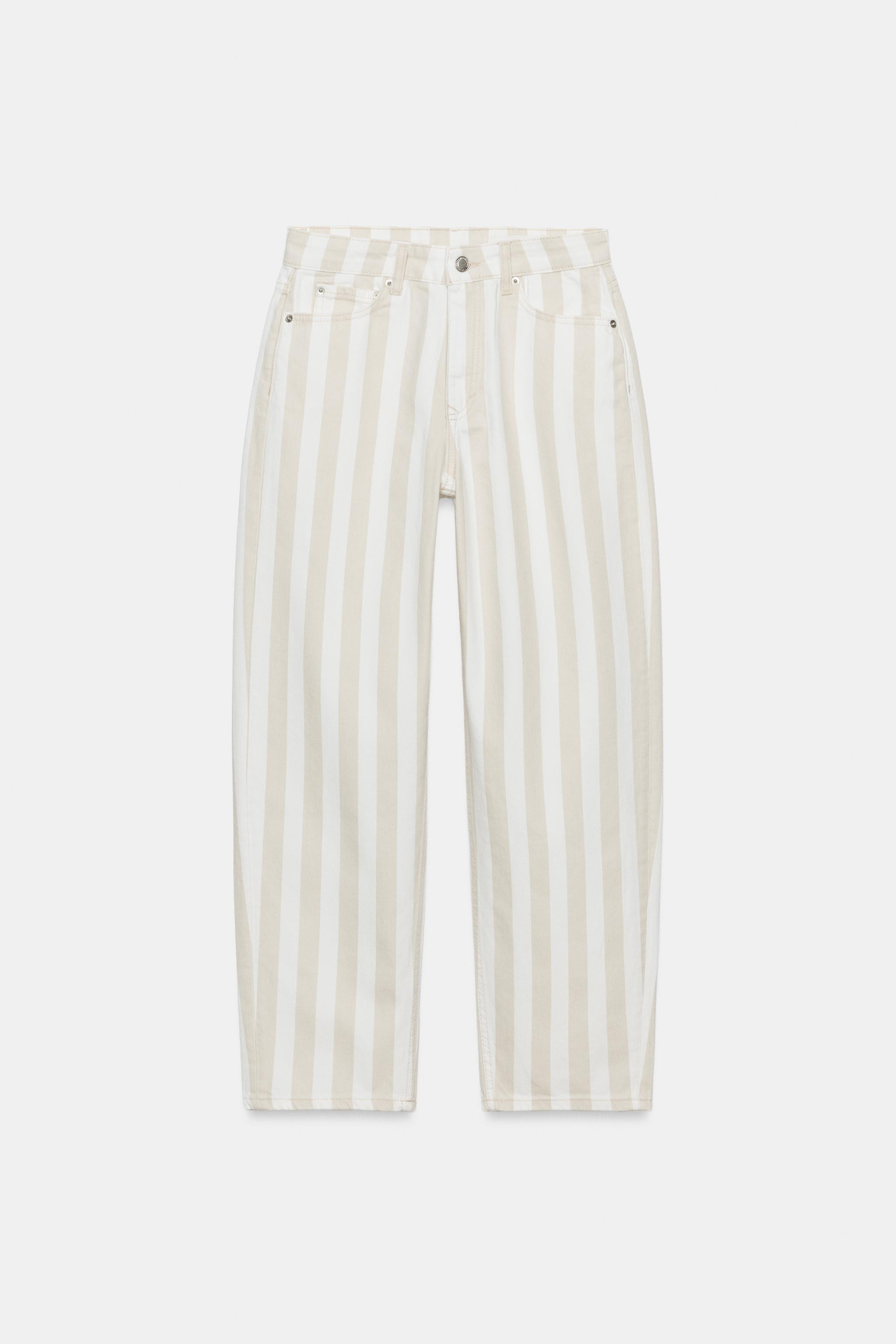 ZW COLLECTION MID-RISE STRIPED TAPERED JEANS | Zara US