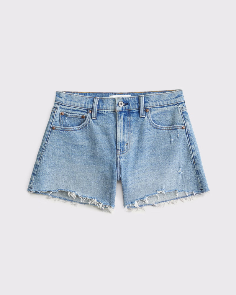 Abercrombie & Fitch Women's Mid Rise A-Line Short in Medium Destroy - Size 36 | Abercrombie & Fitch (US)