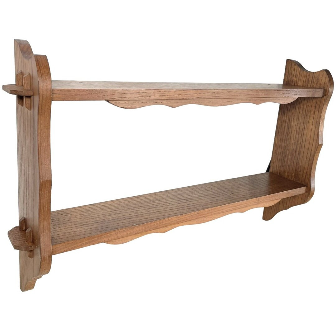 Vintage French Wooden Two Shelf Tier Wall Hanging Mounted Large Shelving Unit Country Cottage Art... | Etsy (US)