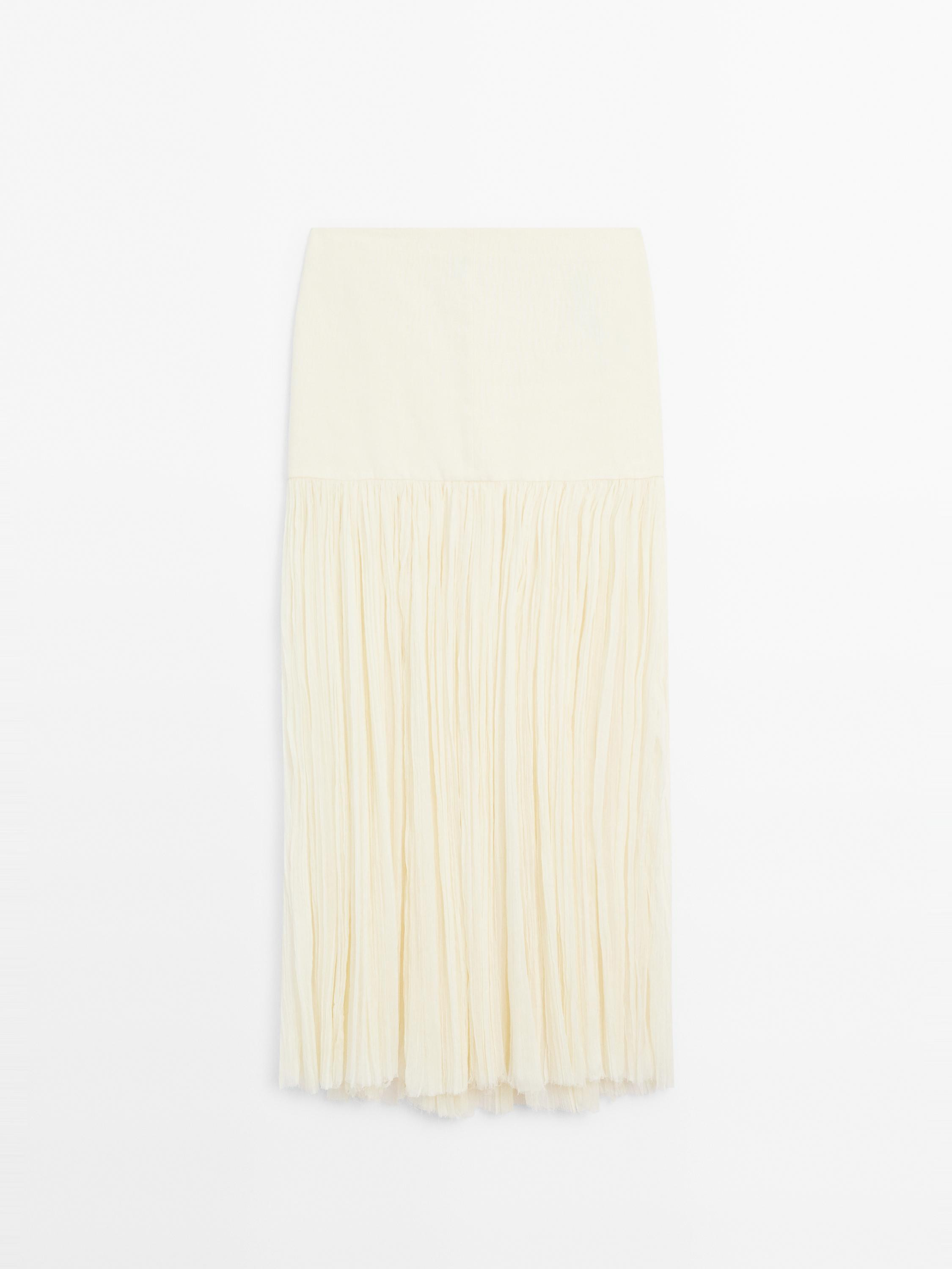 Long silk blend skirt with corset belt - Studio | Massimo Dutti US