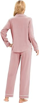 LUBOT 100% Cotton Pajamas for Women PJ Set Soft Button-Down 2 Piece Set Knitted Long Sleeve Sleep... | Amazon (US)
