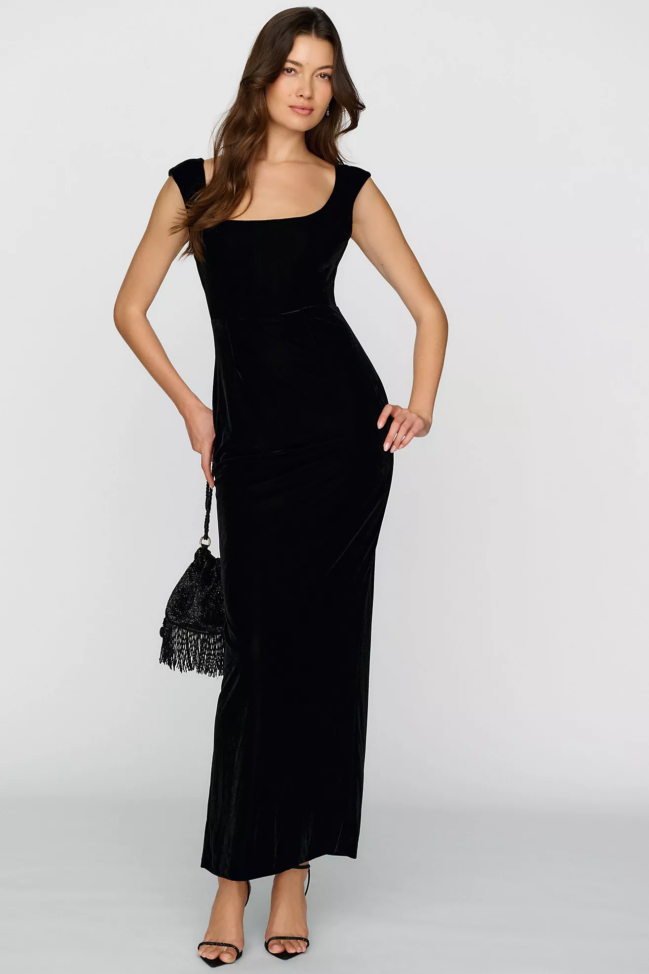 BHLDN Velvet Cap Sleeve Maxi Dress | Anthropologie (US)