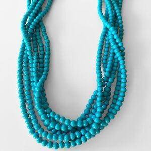 Vintage Glass Turquoise Muti Strand Carved Clasp Necklace | Poshmark