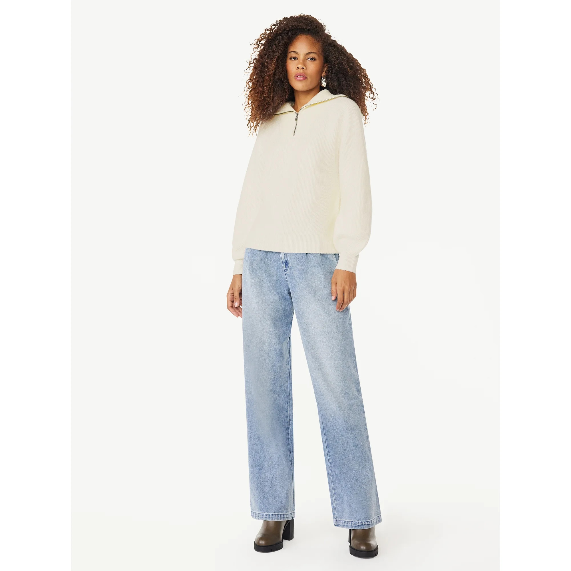 Scoop Women's Half Zip Sweater with Long Sleeves, Sizes XS-XXL | Walmart (US)