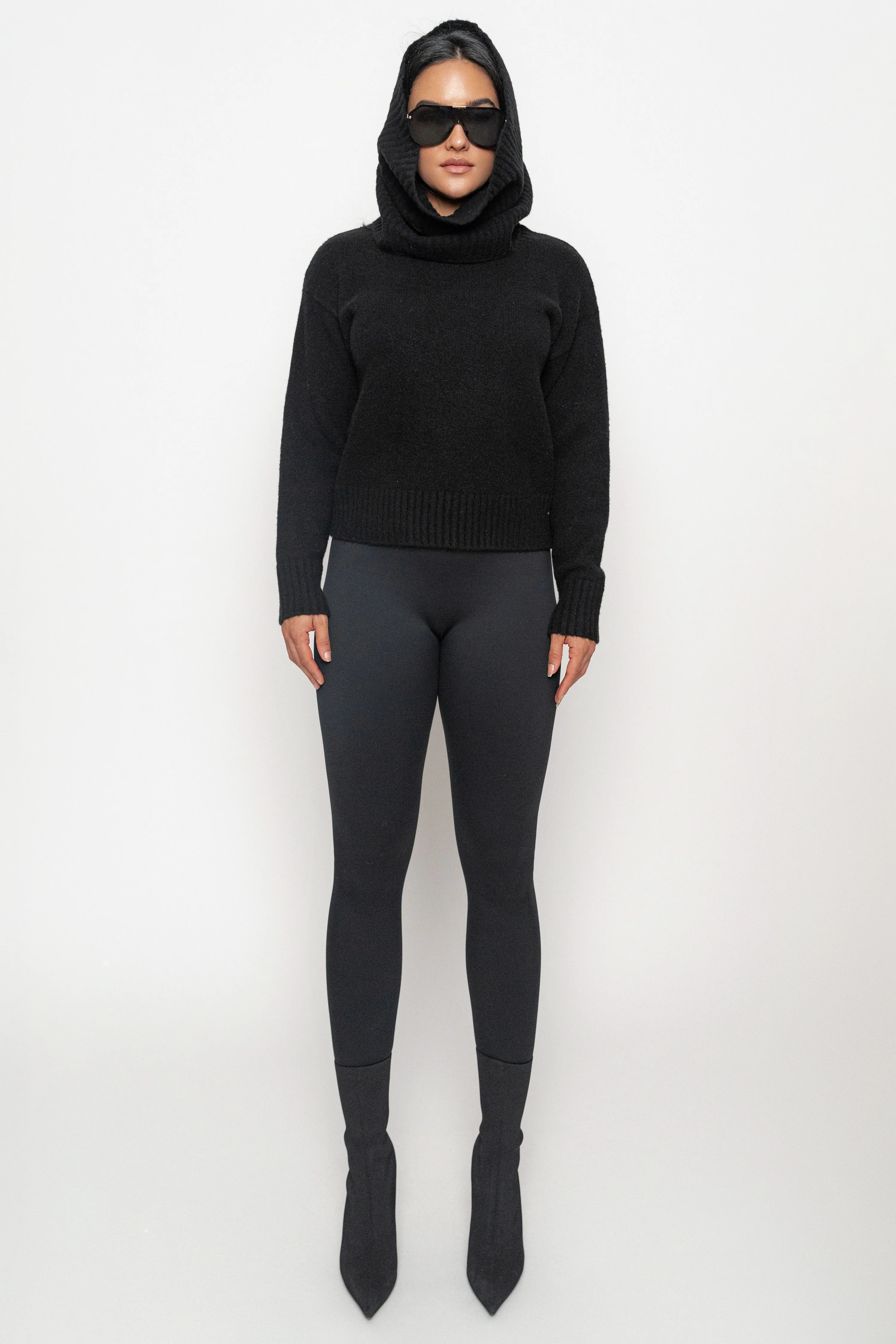 Black Sweater Scarf Top L | JLUXLABEL