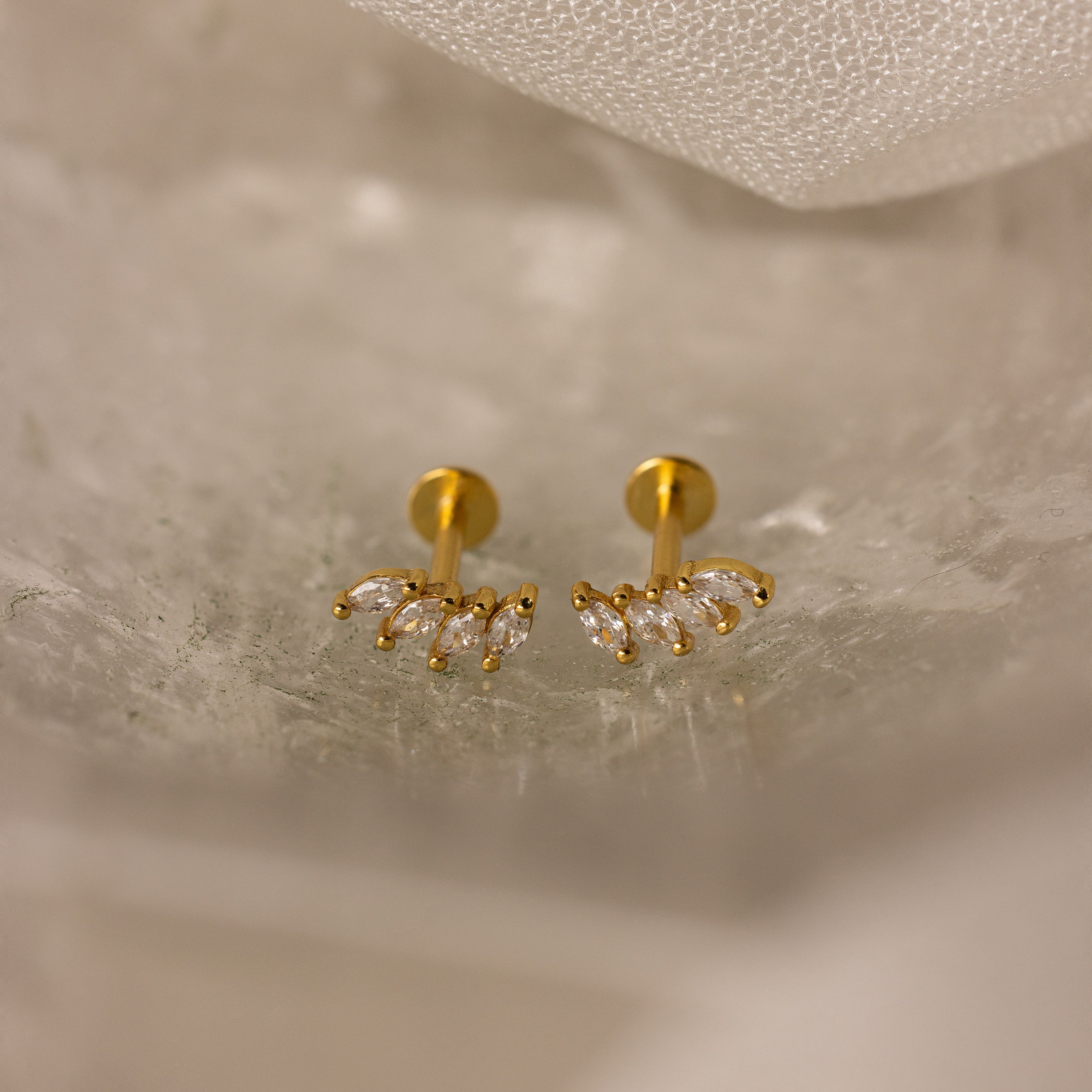 Marquise Diamond Climber Flatback Stud Earrings in 18K Gold | Caitlyn Minimalist | Caitlyn Minimalist