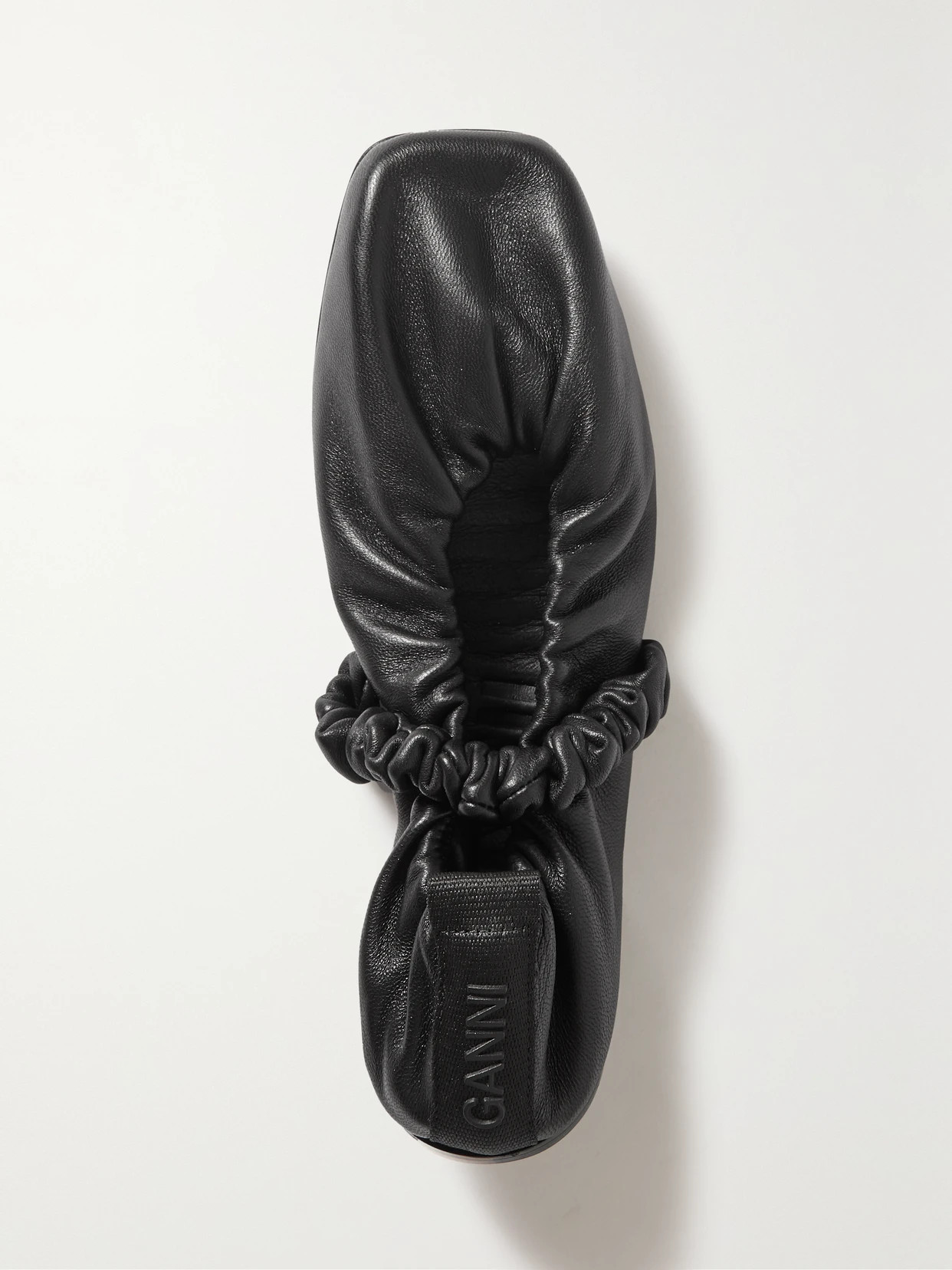 GANNI - Gathered Leather Ballet Flats - Black - IT41 | NET-A-PORTER APAC