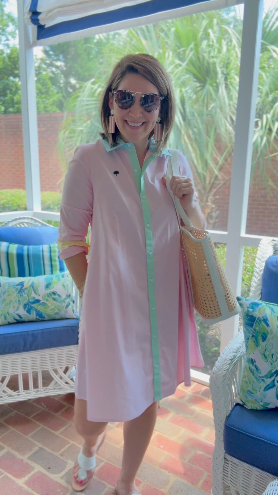 Pink preppy shirt dress, summer outfit, summer tote, statement earrings

ALWAYSAGNES wearing a small in the dress - it’s roomy!

#LTKStyleTip #LTKFindsUnder50 #LTKOver40