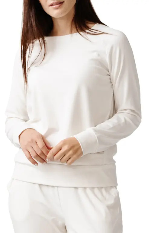 Cozy Earth Ultrasoft Long Sleeve Pajama Top in Ivory at Nordstrom, Size Medium | Nordstrom