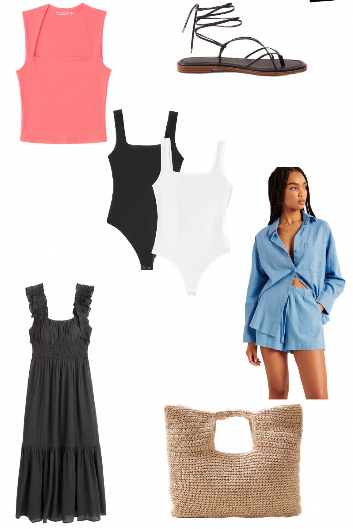 Abercrombie LTK sale! 
Black maxi dress
Linen set 
Seamless bodysuit 
Seamless tanks 
Lace up sandals
Beach tote 

#LTKFind #LTKsalealert #LTKSale