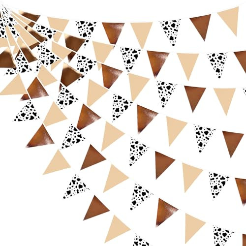 32Ft Cow Party Decorations Western Cowboy Triangle Flag Fabric Banner Pennant Garland Streamer for Western Cowgirls Cowboys Birthday Baby Shower Derby Day Festival Farm Cow Wild Party Decor Supplies | Amazon (US)