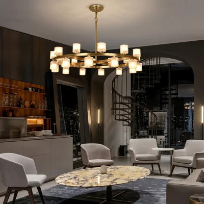 Modern Brass Ring Chandelier, 16-light Large Round Pendant Light For Dining Room Living Room Entryway, Adjustable Height | Wayfair North America