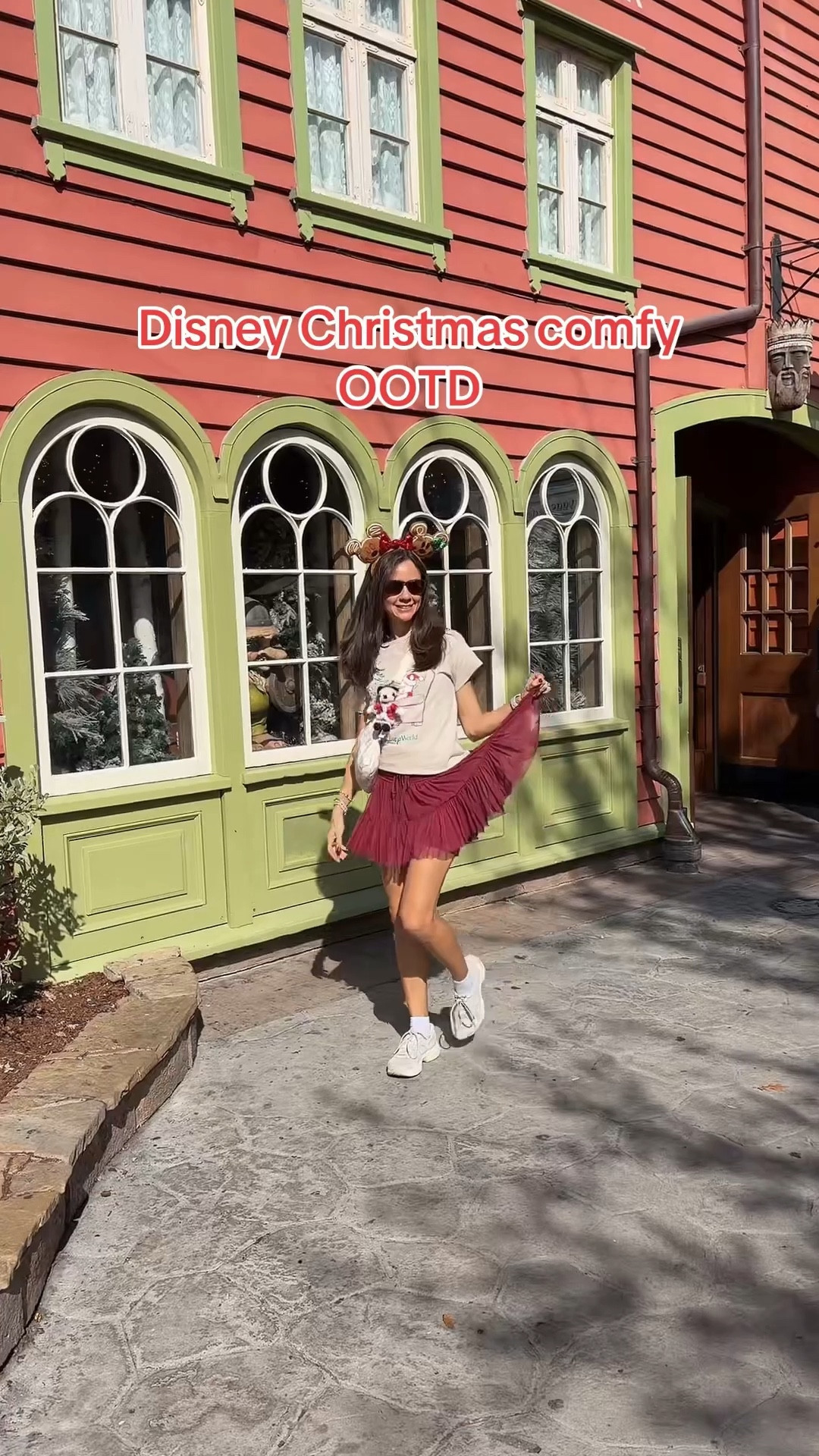 Disney Christmas comfy outfit inspo.
Winnie the Pooh reading Christmas shirt with the Crimson Popflex Pirouette skort and the Santa Mickey bag charm at Epcot

#LTKHoliday #LTKActive #LTKGiftGuide