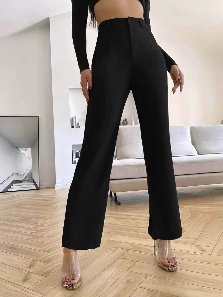 SHEIN Essnce Solid High Rise Tailored Pants | SHEIN