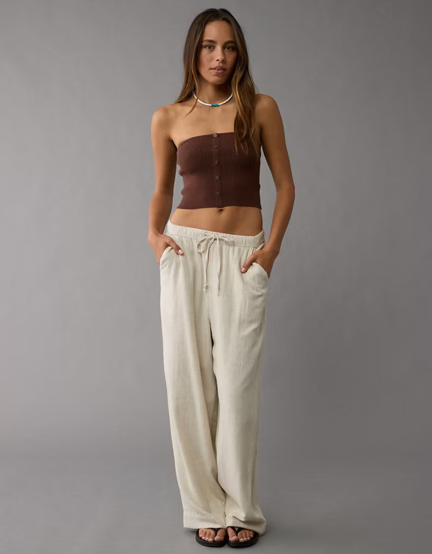 AE Cropped Button-Up Sweater Tube Top | American Eagle Outfitters (US & CA)