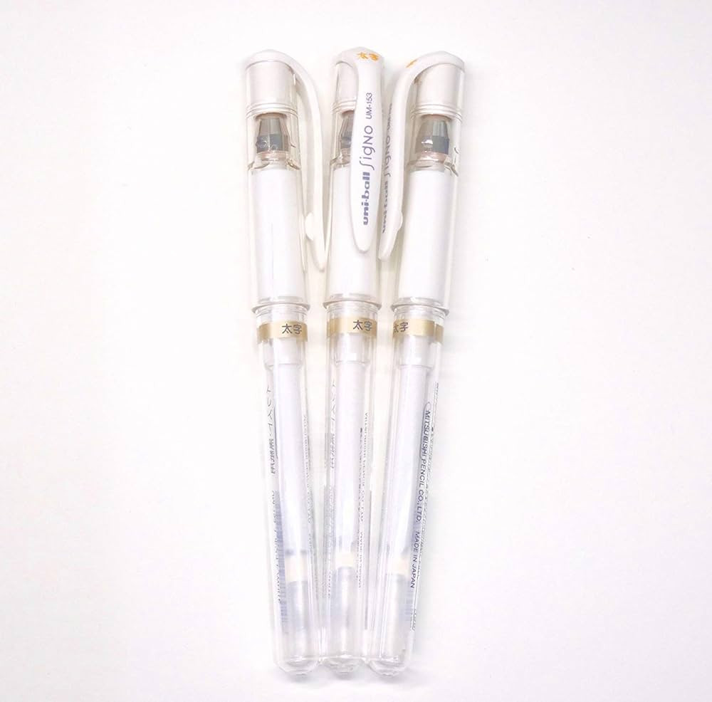 Uni-Ball UM 153 Signo Broad Point Gel Pen - White - Pack of 3, Limited Edition | Amazon (US)