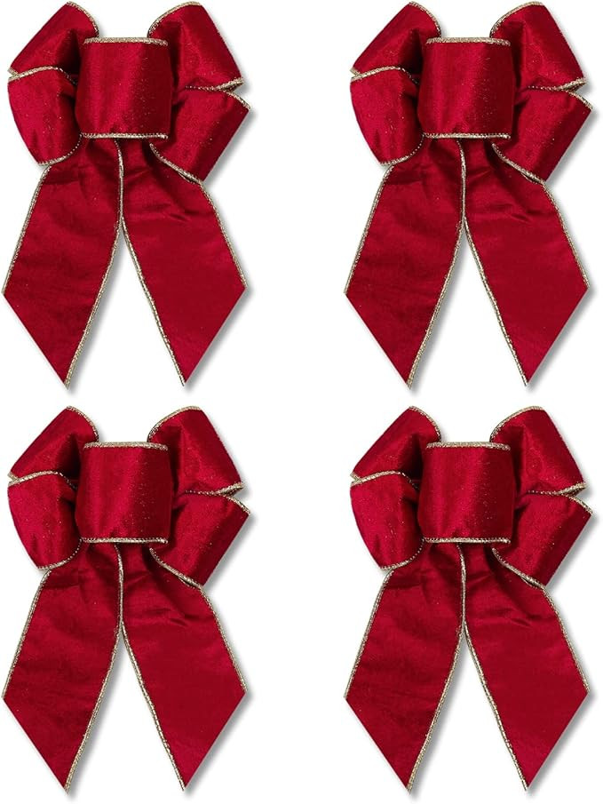 RECUTMS Christmas Tree Bows for Wreaths Winter Bow Picks Christmas Tree Bows Holiday Party Season... | Amazon (US)