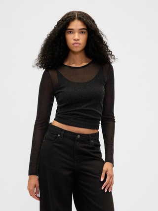 Sheer Metallic Mesh Top | Gap (CA)