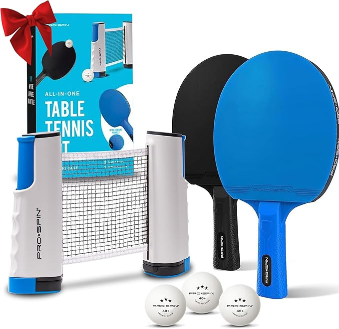 PRO-SPIN Portable Ping Pong Set with Retractable Ping Pong Net for Any Table, All-in-One Table Te... | Amazon (US)