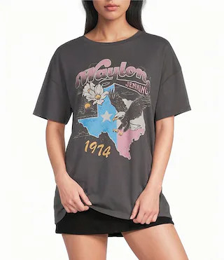 Waylon Jennings Texas Oversized Western Graphic Tee | Dillard's