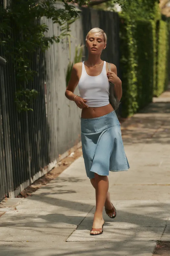 TRF DENIM MIDI SKIRT | Zara UK