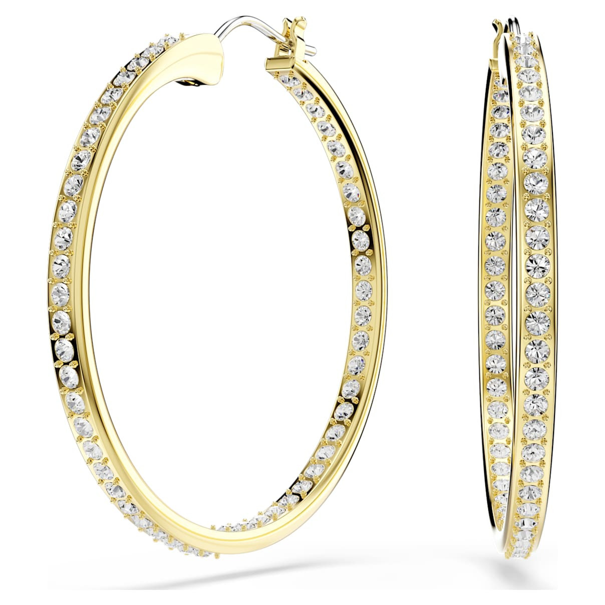 Sommerset hoop earrings, White, Gold-tone plated | SWAROVSKI