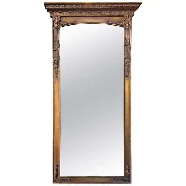 Neoclassical Style Gilt Draped Tassel Form Pier Wall Mirror | Chairish