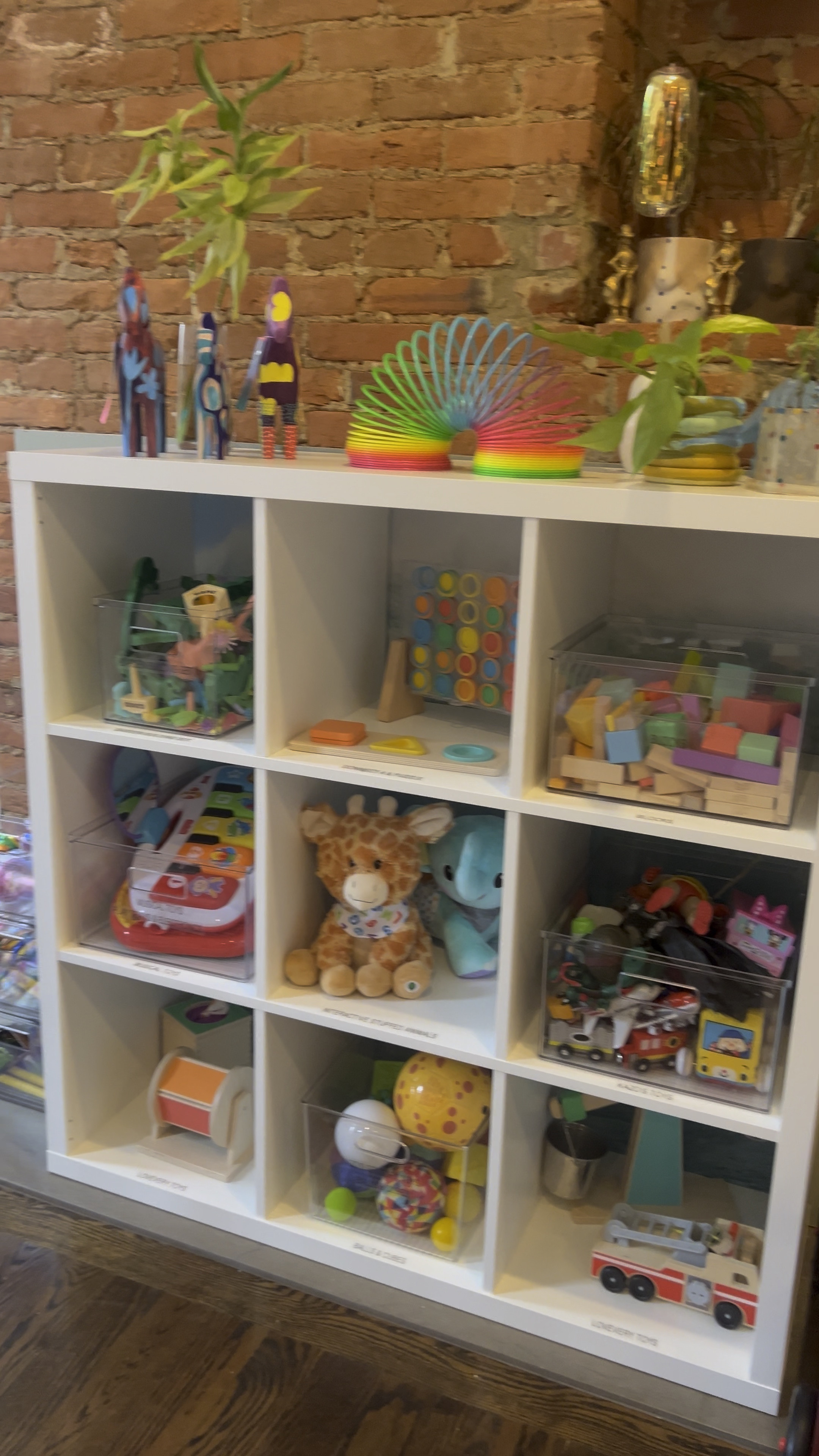 Kid’s toy solution! We used clear bins so that toys are kept visual but still contained. 🌟 We also included the clear drawers on the side that are holding musical instruments. Make sure your shelves will hold 13” cubes in order to fit these bins, rather than 11”. We included one below that will fit these same bins. Happy shopping! 🙌🏼

#LTKKids #LTKFamily #LTKHome