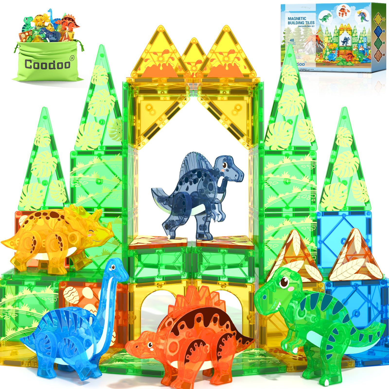 Dinosaur Toys Magnetic Tiles 3D Movable Dinos for Kids 3-5 5-7 Toddler Outdoor Sensory Toys, STEM... | Amazon (US)