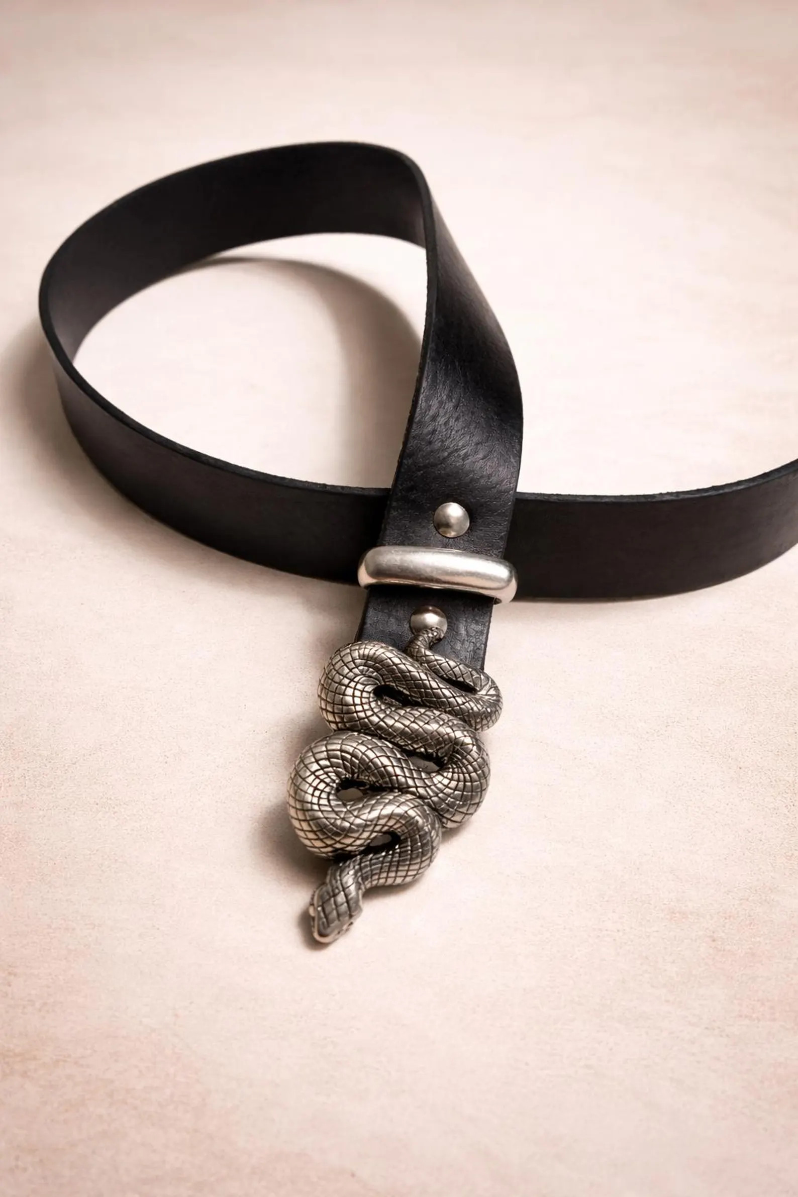 Snake Buckle Belt, Italian Black Leather, Handmade Statement Belt | Etsy (Global)