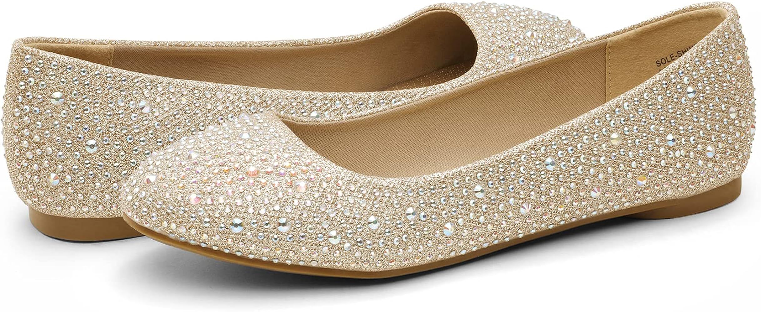 DREAM PAIRS Women's Sole-Shine Rhinestone Ballet Flats Shoes | Amazon (US)